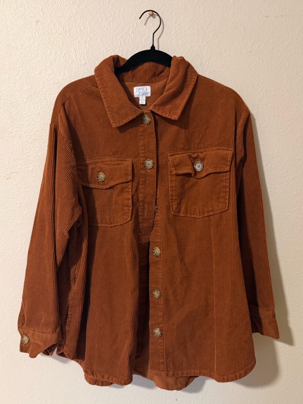 Time and Tru Rust Corduroy Button Jacket